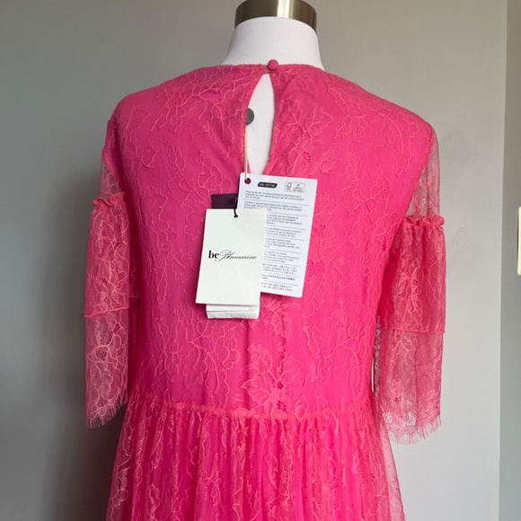 Be Blumarine Lace Pink Floral design Lined Cocktail Party Dress Fit Flare Small - Picture 13 of 16